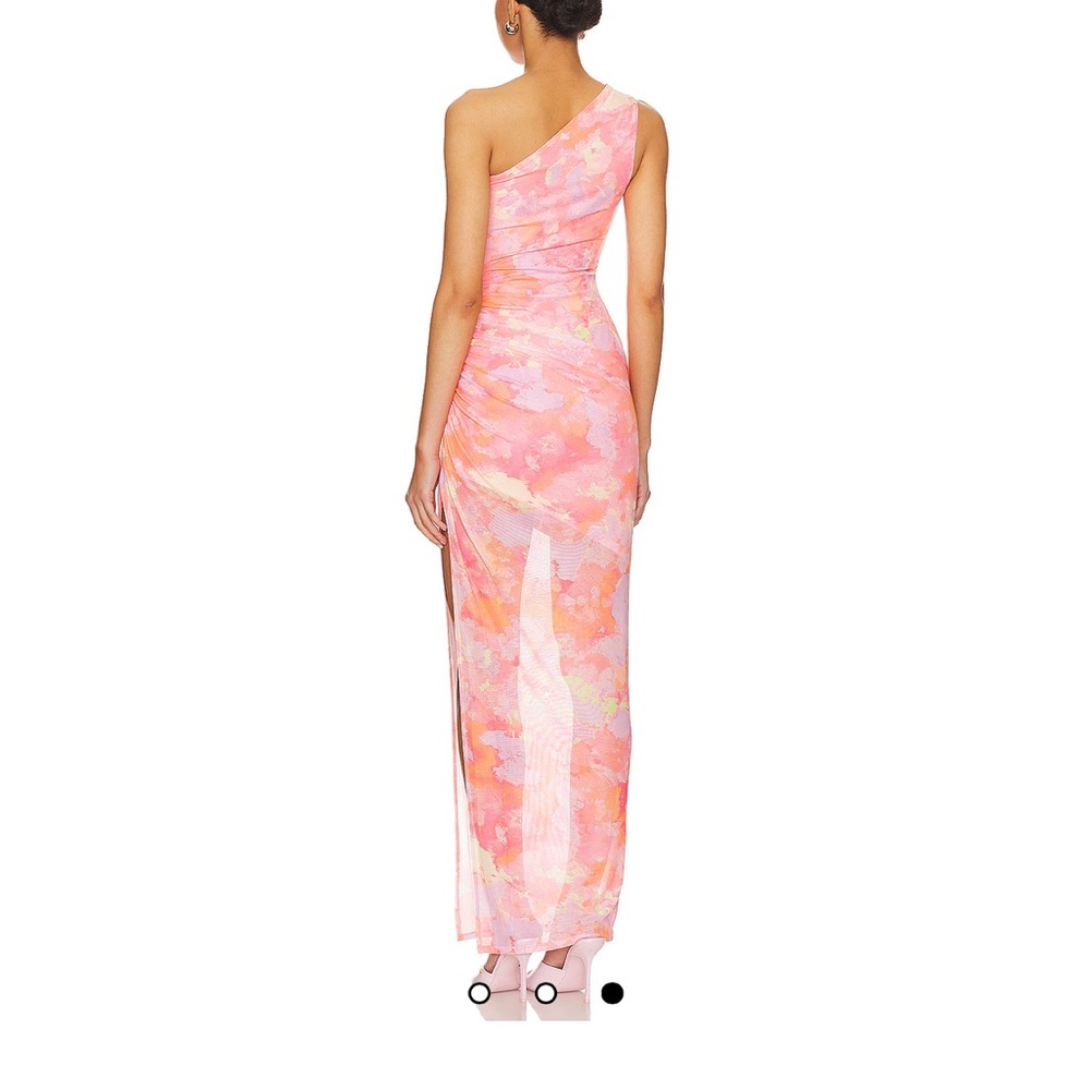 MAJORELLE One-Shoulder Dorothea Gown in Pink Watercolor - Picture 2 of 5